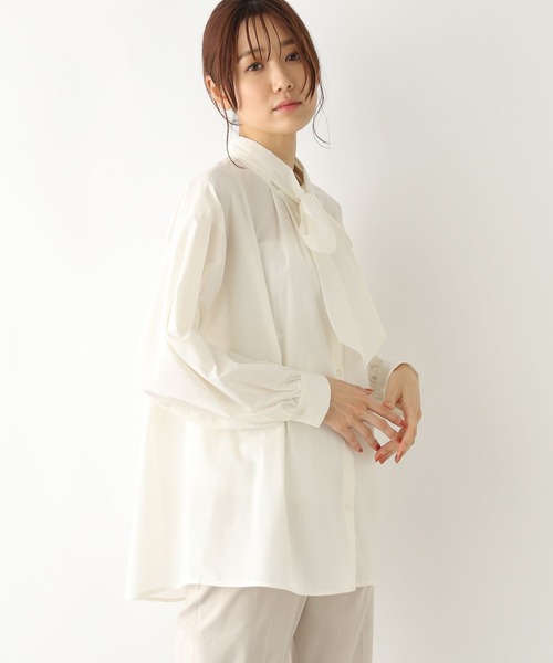 GLOBAL WORK（グローバルワーク）の「マルチWAYボウタイブラウス/123312（シャツ/ブラウス・レディース・ホワイト/ワンウォッシュ/ベージュ系その他・FREE）」の10枚目の写真