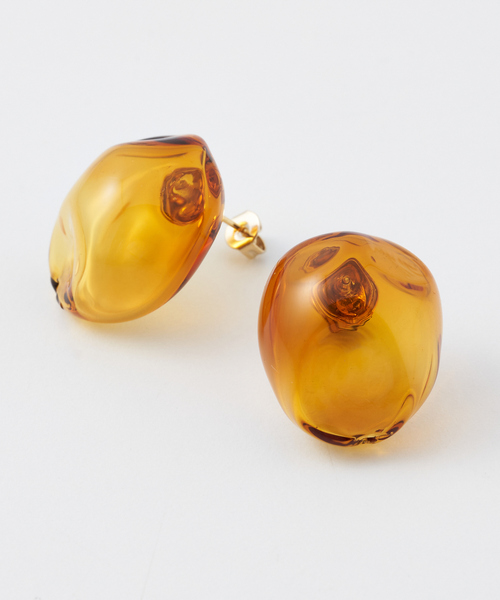 別注】【HARIO Lampwork Factory】 ピアスサンストーン