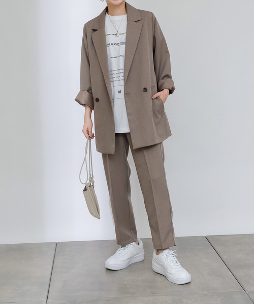 COLONY 2139（コロニートゥーワンスリーナイン）の「ウールライクセンタープレスパンツ＆ジャケット/セットアップ（セットアップ・レディース・ブラック/ブラウン/グレイッシュベージュ・FREE）」の7枚目の写真