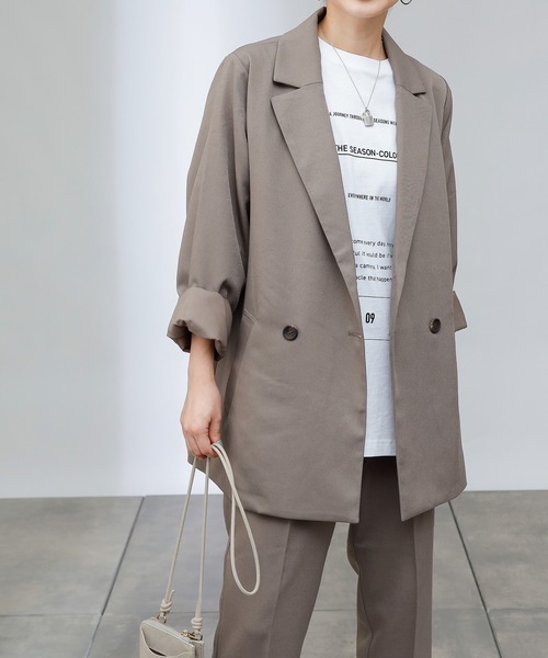 COLONY 2139（コロニートゥーワンスリーナイン）の「ウールライクセンタープレスパンツ＆ジャケット/セットアップ（セットアップ・レディース・ブラック/ブラウン/グレイッシュベージュ・FREE）」の4枚目の写真