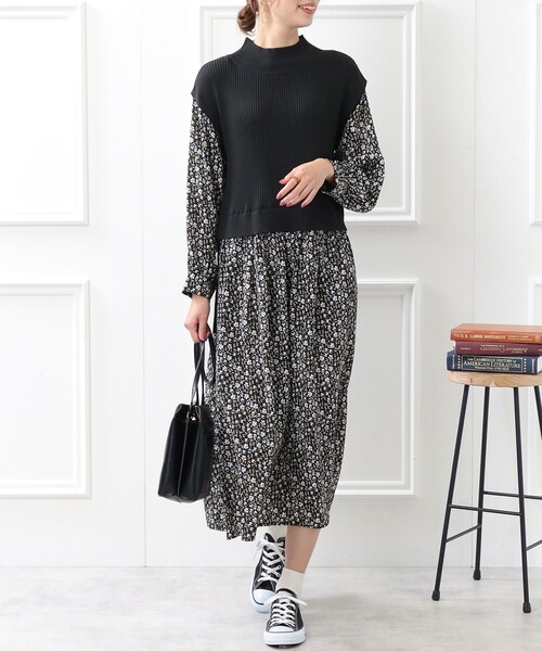 DRESKIP（ドレスキップ）の「◆ニットベストドッキングワンピース（ワンピース・レディース・ブラウン系その他/ブラック系/ブラック・03/02）」の3枚目の写真