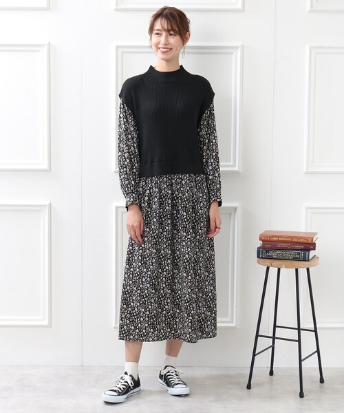 DRESKIP（ドレスキップ）の「◆ニットベストドッキングワンピース（ワンピース・レディース・ブラウン系その他/ブラック系/ブラック・03/02）」の4枚目の写真