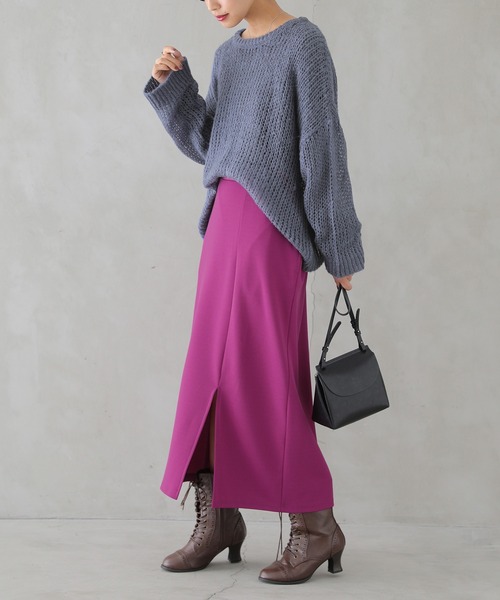 osharewalker（オシャレウォーカー）の「【廃盤】『メッシュ編みモヘヤタッチニット』（ニット/セーター・レディース・オレンジ/ネイビー・FREE）」の13枚目の写真