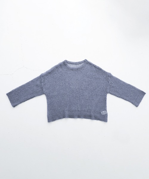 osharewalker（オシャレウォーカー）の「【廃盤】『メッシュ編みモヘヤタッチニット』（ニット/セーター・レディース・オレンジ/ネイビー・FREE）」の15枚目の写真