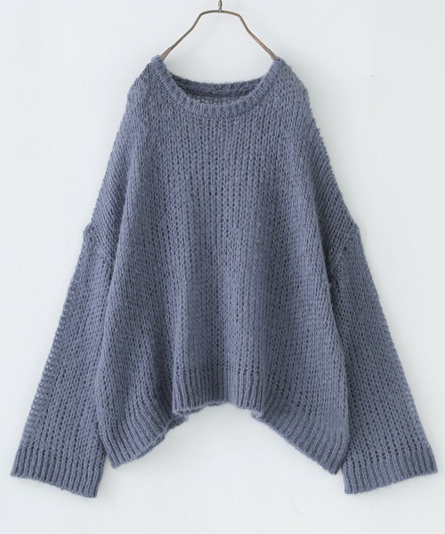 osharewalker（オシャレウォーカー）の「【廃盤】『メッシュ編みモヘヤタッチニット』（ニット/セーター・レディース・オレンジ/ネイビー・FREE）」の18枚目の写真