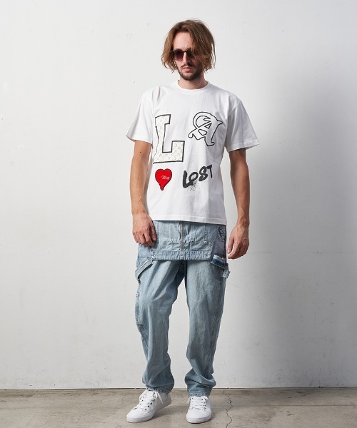 STUD MUFFIN(スタッドマフィン)の「mt8093-5.6ozコットン天竺LAフォームプリント-サガラパッチSSTシャツ(Tシャツ/カットソー・メンズ・ホワイト/ブラック/アッシュ・2/4/3)」の12枚目の写真