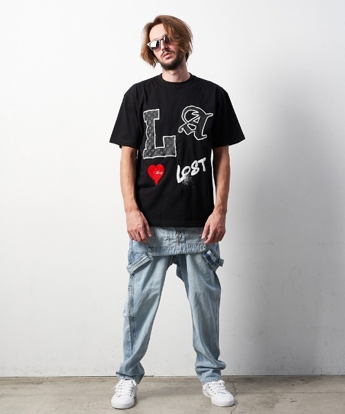 STUD MUFFIN(スタッドマフィン)の「mt8093-5.6ozコットン天竺LAフォームプリント-サガラパッチSSTシャツ(Tシャツ/カットソー・メンズ・ホワイト/ブラック/アッシュ・2/4/3)」の14枚目の写真