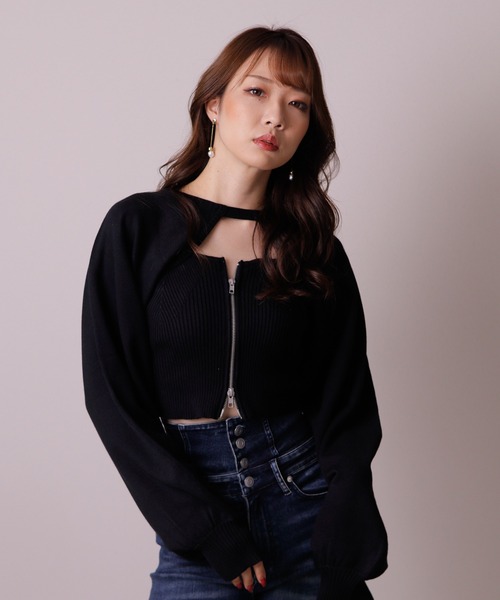 LIPSERVICE(リップサービス)の「フロントZIPアンサンブルニット(アンサンブル・レディース・ブラック/ピンク/グリーン/アイボリー・FREE)」の17枚目の写真
