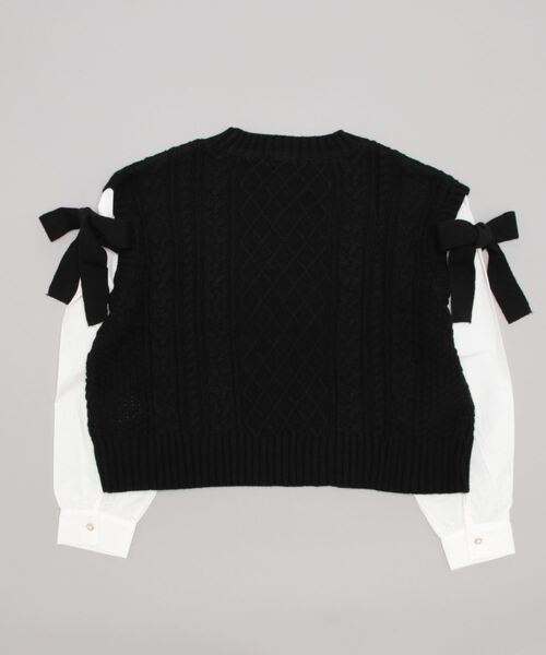axes femme POETIQUE（アクシーズファムポエティック）の「肩リボンニットドッキングプルオーバー（ニット/セーター・レディース・ブルーグレー/ピンク/ブラック・MEDIUM）」の4枚目の写真