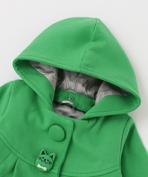 kladskap（クレードスコープ）の「ネコ釦ウールライクコート（ダウンジャケット/コート・キッズ・グリーン・100cm/90cm/120cm/110cm）」の5枚目の写真