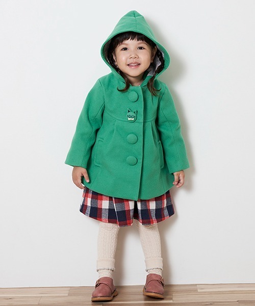 kladskap（クレードスコープ）の「ネコ釦ウールライクコート（ダウンジャケット/コート・キッズ・グリーン・100cm/90cm/120cm/110cm）」の16枚目の写真