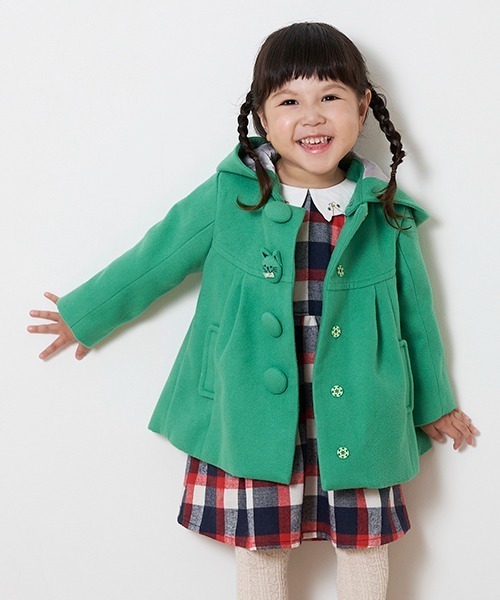 kladskap（クレードスコープ）の「ネコ釦ウールライクコート（ダウンジャケット/コート・キッズ・グリーン・100cm/90cm/120cm/110cm）」の15枚目の写真