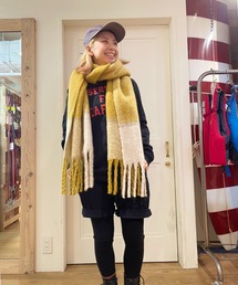 ふわふわボリュームチェックマフラー