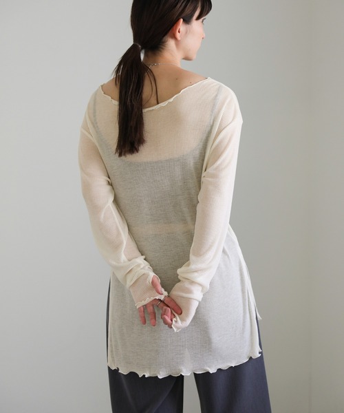 select MOCA(セレクトモカ)の「シアーリブルーズプルオーバー(Tシャツ/カットソー・レディース・ブラック/オフホワイト/ライトグレー・FREE)」の16枚目の写真
