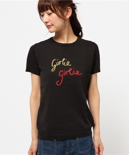 BELLA FREUD（ベラ・フルード）の「Bella Freud　『GIRLIE GIRLIE』 半袖ニット（ニット/セーター・レディース・ダークブルー/ブラック・SMALL/MEDIUM）」の2枚目の写真