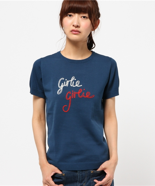 BELLA FREUD（ベラ・フルード）の「Bella Freud　『GIRLIE GIRLIE』 半袖ニット（ニット/セーター・レディース・ダークブルー/ブラック・SMALL/MEDIUM）」の3枚目の写真