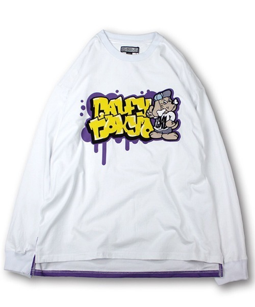 GALFY(ガルフィー)の「【GALFY/ガルフィー】わんわん落書きロングスリーブTシャツ(Tシャツ/カットソー・メンズ・ホワイト系その他/ブラック系その他/パープル系その他・L/XL)」の4枚目の写真