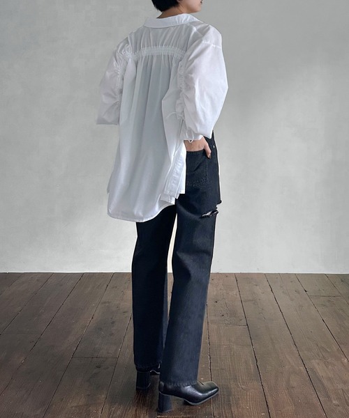 hellam（へラム）の「サイドダメージ ワイドパンツ（デニムパンツ・レディース・ブルー/その他/ホワイト/ブラック・SMALL/MEDIUM）」の22枚目の写真