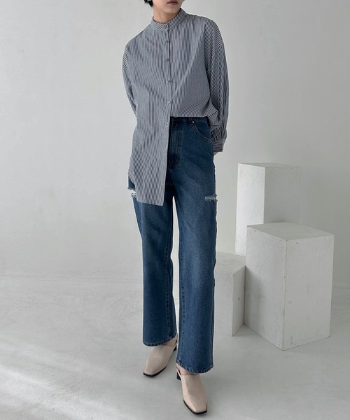 hellam（へラム）の「サイドダメージ ワイドパンツ（デニムパンツ・レディース・ブルー/その他/ホワイト/ブラック・SMALL/MEDIUM）」の14枚目の写真