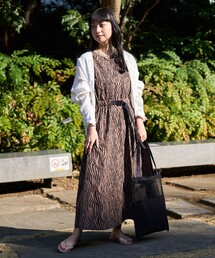 THOUSAND MILE ゼブラ柄 ロングワンピース ポーチ付き FREAK'S STORE ワンピース THOUSAND MILE × STORE/サウザンド