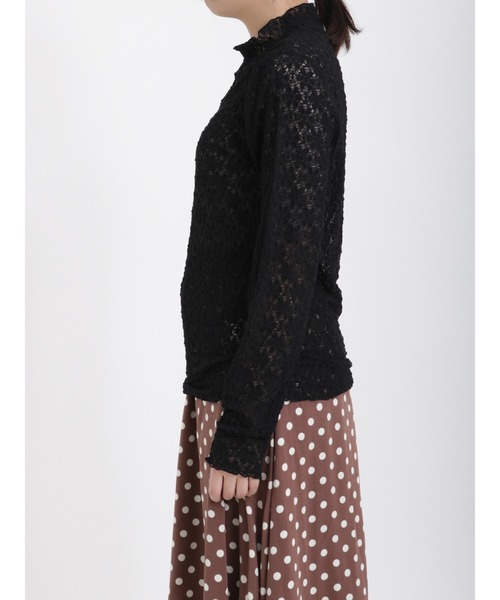 Samansa Mos2（サマンサ モスモス）の「◎花柄レースジャカードメローカットソー（Tシャツ/カットソー・レディース・オフホワイト/ブラック・ﾌﾘ-）」の8枚目の写真