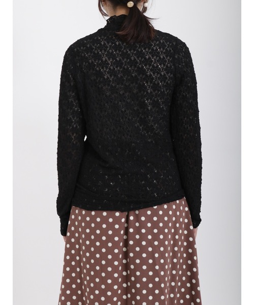 Samansa Mos2（サマンサ モスモス）の「◎花柄レースジャカードメローカットソー（Tシャツ/カットソー・レディース・オフホワイト/ブラック・ﾌﾘ-）」の9枚目の写真