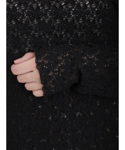 Samansa Mos2（サマンサ モスモス）の「◎花柄レースジャカードメローカットソー（Tシャツ/カットソー・レディース・オフホワイト/ブラック・ﾌﾘ-）」の12枚目の写真