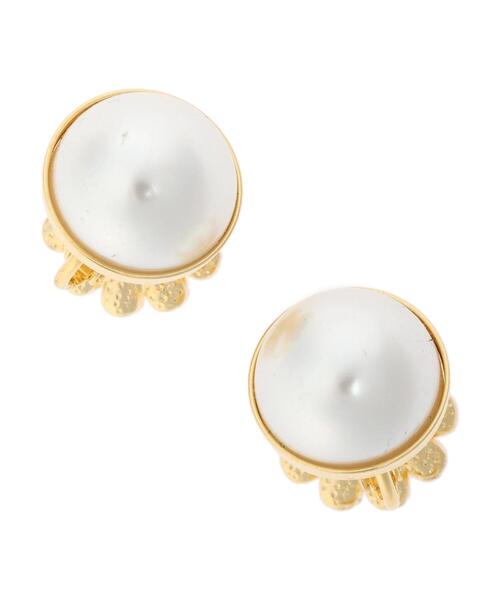 Green Parks(グリーンパークス)の「・HALF TIME リバーシブル花パールイヤリング(イヤリング・レディース・ブラック/ホワイト/イエロー・FREE)」の6枚目の写真