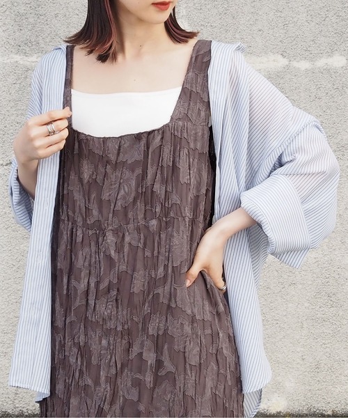 tiptop（ティップトップ）の「シアージャガードノースリワンピース（ワンピース・レディース・ダークグレー/ブラック/アイボリー/ブラック系その他・FREE）」の4枚目の写真