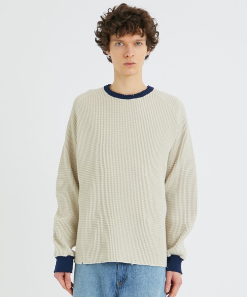 KIIT(キート)の「【KIIT/キート】STUDIOUS別注 RINGER WAFFLE(Tシャツ/カットソー・メンズ・ホワイト/ブラック/ベージュ・FREE)」の15枚目の写真
