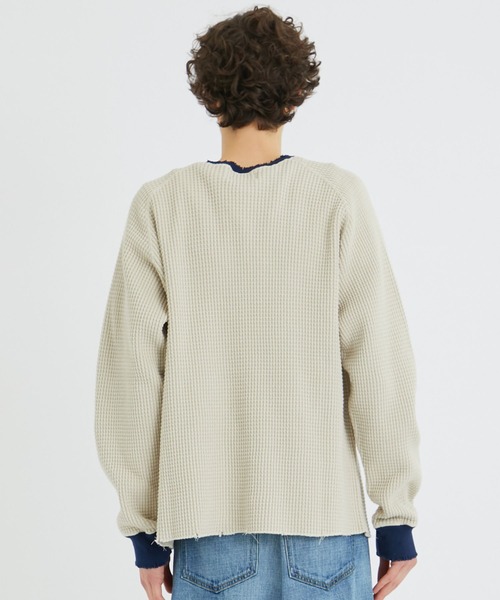 KIIT(キート)の「【KIIT/キート】STUDIOUS別注 RINGER WAFFLE(Tシャツ/カットソー・メンズ・ホワイト/ブラック/ベージュ・FREE)」の9枚目の写真