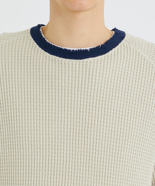 KIIT(キート)の「【KIIT/キート】STUDIOUS別注 RINGER WAFFLE(Tシャツ/カットソー・メンズ・ホワイト/ブラック/ベージュ・FREE)」の6枚目の写真
