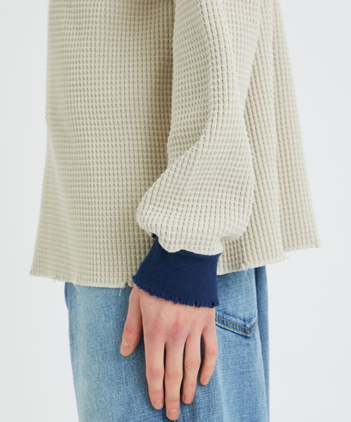 KIIT(キート)の「【KIIT/キート】STUDIOUS別注 RINGER WAFFLE(Tシャツ/カットソー・メンズ・ホワイト/ブラック/ベージュ・FREE)」の18枚目の写真