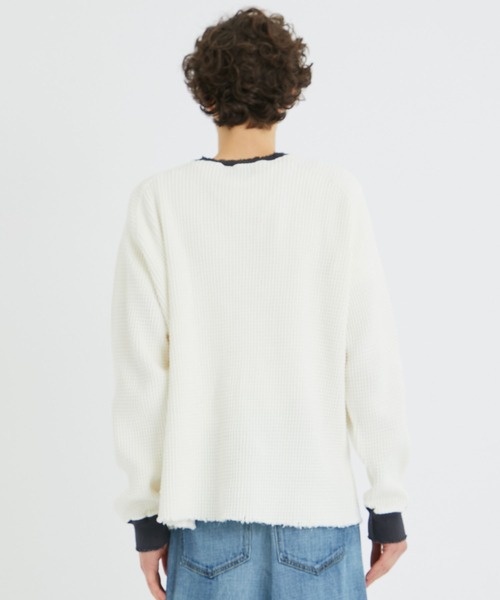 KIIT(キート)の「【KIIT/キート】STUDIOUS別注 RINGER WAFFLE(Tシャツ/カットソー・メンズ・ホワイト/ブラック/ベージュ・FREE)」の7枚目の写真