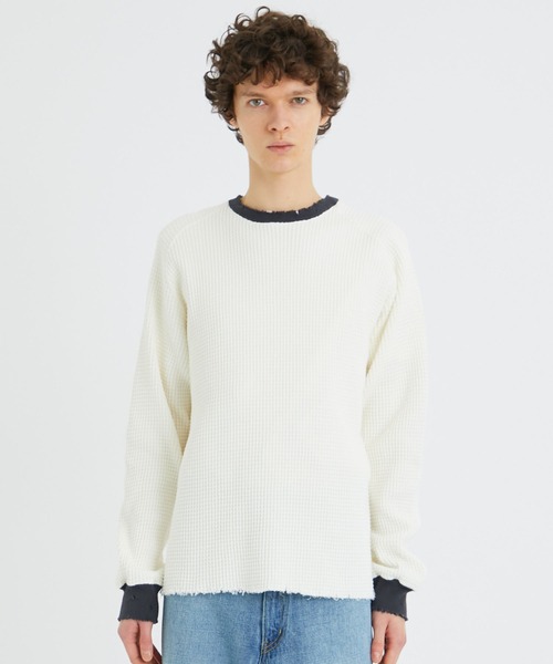 KIIT(キート)の「【KIIT/キート】STUDIOUS別注 RINGER WAFFLE(Tシャツ/カットソー・メンズ・ホワイト/ブラック/ベージュ・FREE)」の13枚目の写真