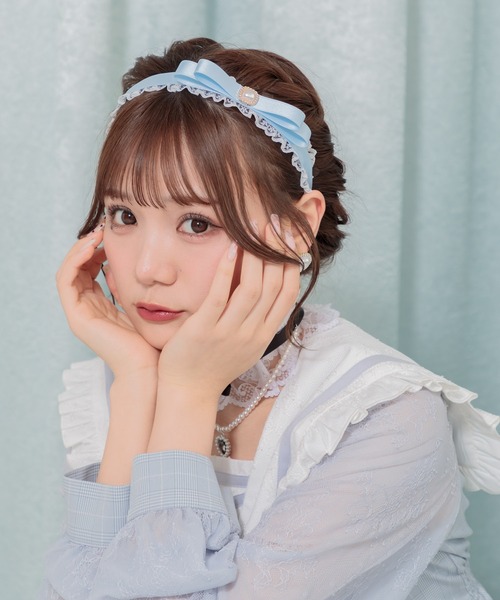 ROJITA（ロジータ）の「パール付きリボンレースカチューシャ