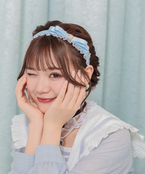 ROJITA（ロジータ）の「パール付きリボンレースカチューシャ