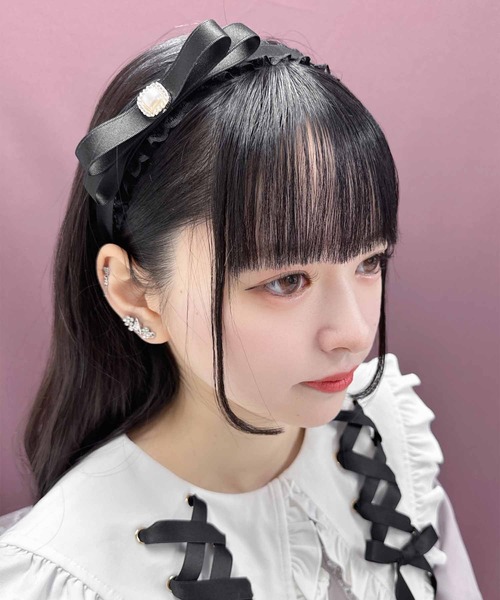 ROJITA（ロジータ）の「パール付きリボンレースカチューシャ