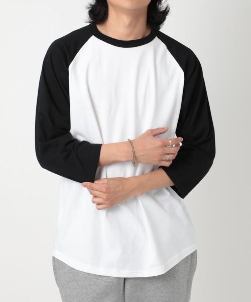 United Athle（ユナイテッドアスレ）の「【United Athle】3/4 raglan sleeve t-shirt / ラグランスリーブTシャツ 七分丈 ロンT リンガー 5045（Tシャツ/カットソー・メンズ・ホワイト/ブラック/ホワイト×ネイビー/ブラック×グレー/ホワイト×ブラック・M/L/XL/S）」の3枚目の写真