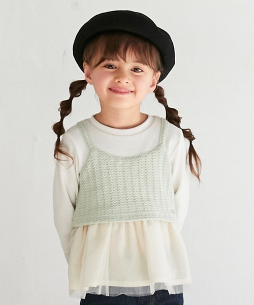 petit main(プティマイン)の「【リンク】ビスチェドッキングロンT(キッズ)(Tシャツ/カットソー・キッズ・グリーン/ライトピンク/ネイビー・90cm/100cm/120cm/80cm/110cm/130cm)」の2枚目の写真