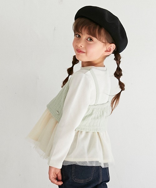 petit main(プティマイン)の「【リンク】ビスチェドッキングロンT(キッズ)(Tシャツ/カットソー・キッズ・グリーン/ライトピンク/ネイビー・90cm/100cm/120cm/80cm/110cm/130cm)」の14枚目の写真