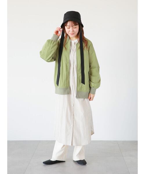 ehka sopo（エヘカソポ）の「リブブルゾン（ブルゾン・レディース・キナリ/カーキ/ベージュ・ﾌﾘ-）」の6枚目の写真