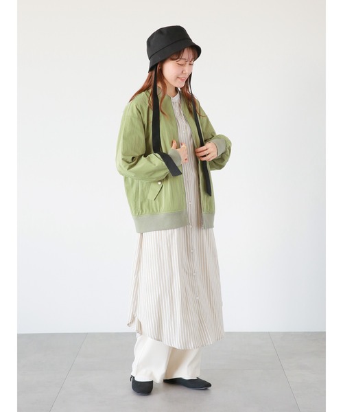 ehka sopo（エヘカソポ）の「リブブルゾン（ブルゾン・レディース・キナリ/カーキ/ベージュ・ﾌﾘ-）」の9枚目の写真