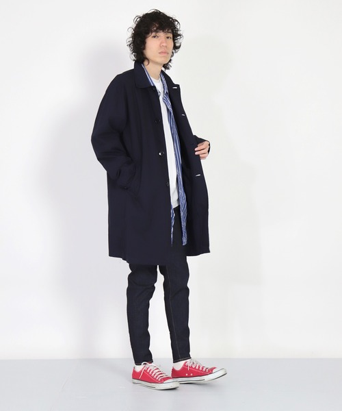 SPELLBOUND（スペルバウンド）の「[SPELLBOUND / スペルバウンド]　高密度ウェザー　ステンカラーコート（ステンカラーコート・メンズ・グリーン/ネイビー/ベージュ・2/3）」の4枚目の写真