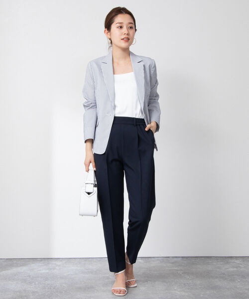 NOLLEY’S（ノーリーズ）の「ウォッシャブルサッカーテーラージャケット（テーラードジャケット・レディース・ホワイト/ネイビー/ホワイト系その他4・38/36）」の4枚目の写真