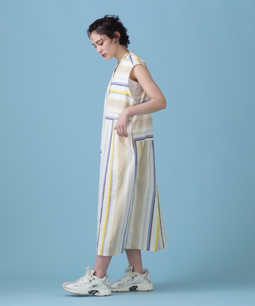 AVIREX(アヴィレックス)の「【WEB&DEPOT限定】MULTI STRIPE ONEPIECE/ マルチストライプワンピース(シャツワンピース・レディース・レッド/イエロー・FREE)」の14枚目の写真