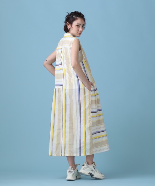 AVIREX(アヴィレックス)の「【WEB&DEPOT限定】MULTI STRIPE ONEPIECE/ マルチストライプワンピース(シャツワンピース・レディース・レッド/イエロー・FREE)」の16枚目の写真