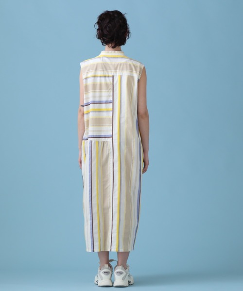 AVIREX(アヴィレックス)の「【WEB&DEPOT限定】MULTI STRIPE ONEPIECE/ マルチストライプワンピース(シャツワンピース・レディース・レッド/イエロー・FREE)」の10枚目の写真