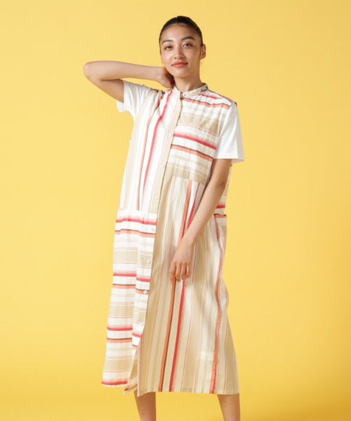 AVIREX(アヴィレックス)の「【WEB&DEPOT限定】MULTI STRIPE ONEPIECE/ マルチストライプワンピース(シャツワンピース・レディース・レッド/イエロー・FREE)」の15枚目の写真