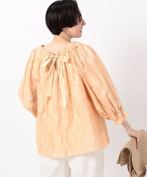 ◇【WEB限定】カットジャガードバックリボンブラウス